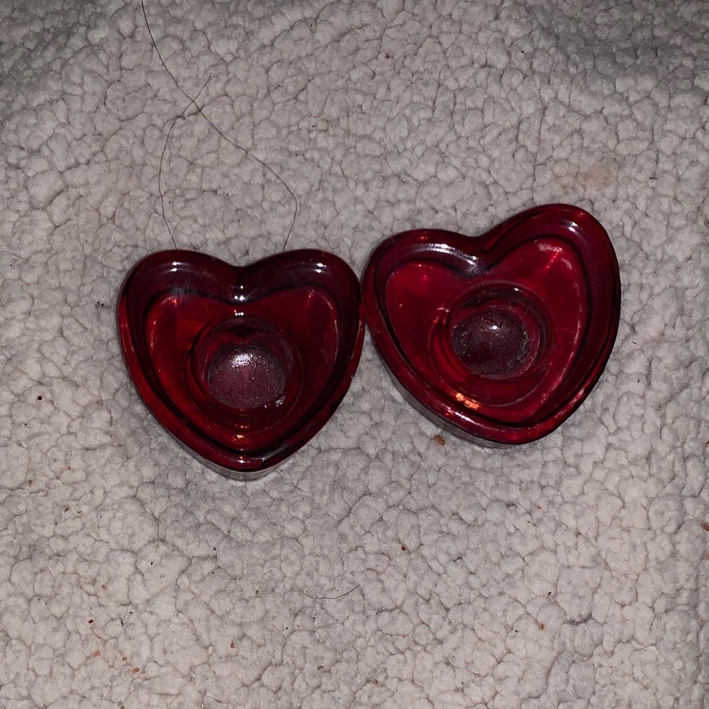 Red Heart Shaped Candle Holders